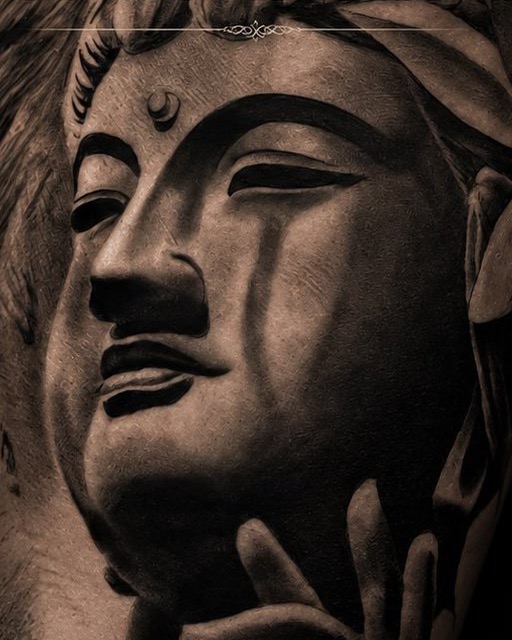 Rostro de Buda en black and grey, por Boris